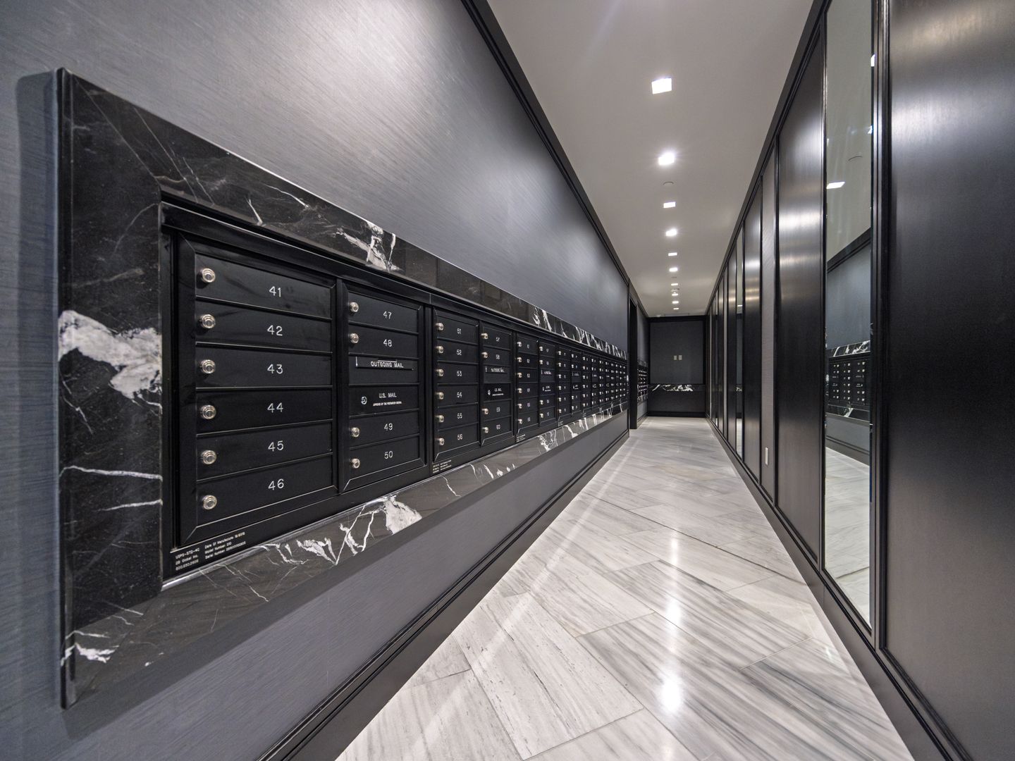 Private resident mail room at 706 Mission